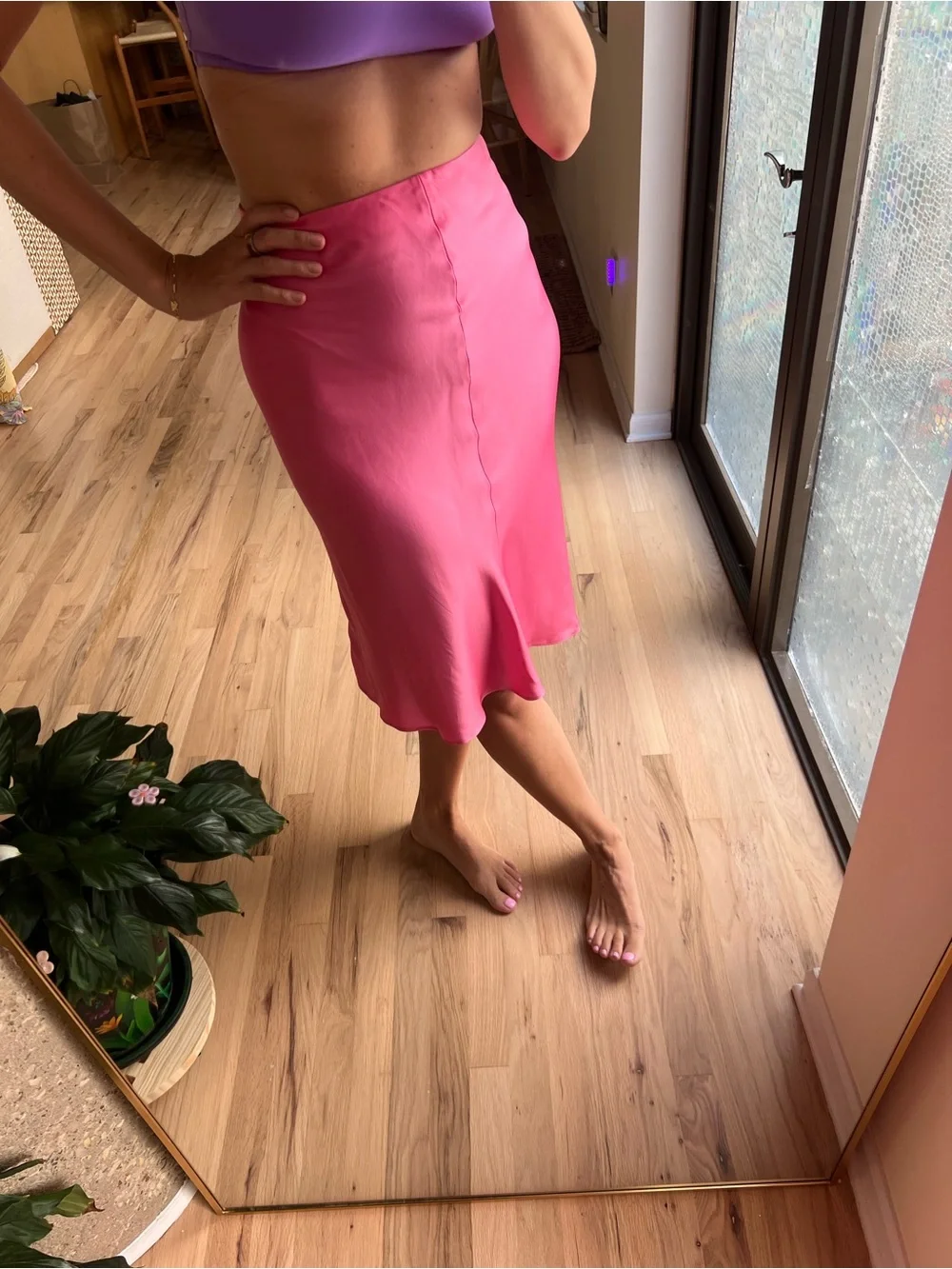 Stella McCartney Pink Satin Midi Skirt